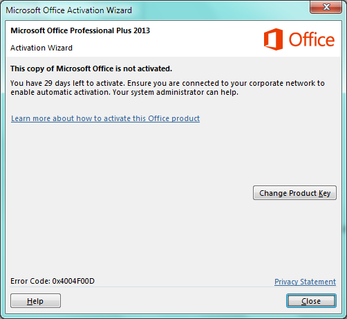 microsoft office activation wizard 2013